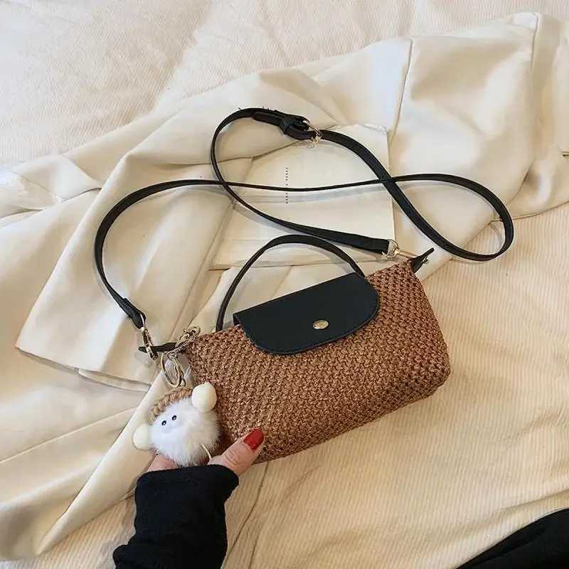 Straw Braided Shoulder Bag Seaside Beach Holiday Crossbody Bag Summer Braided Small Handbag Womens Single Shoulder Bag C260327