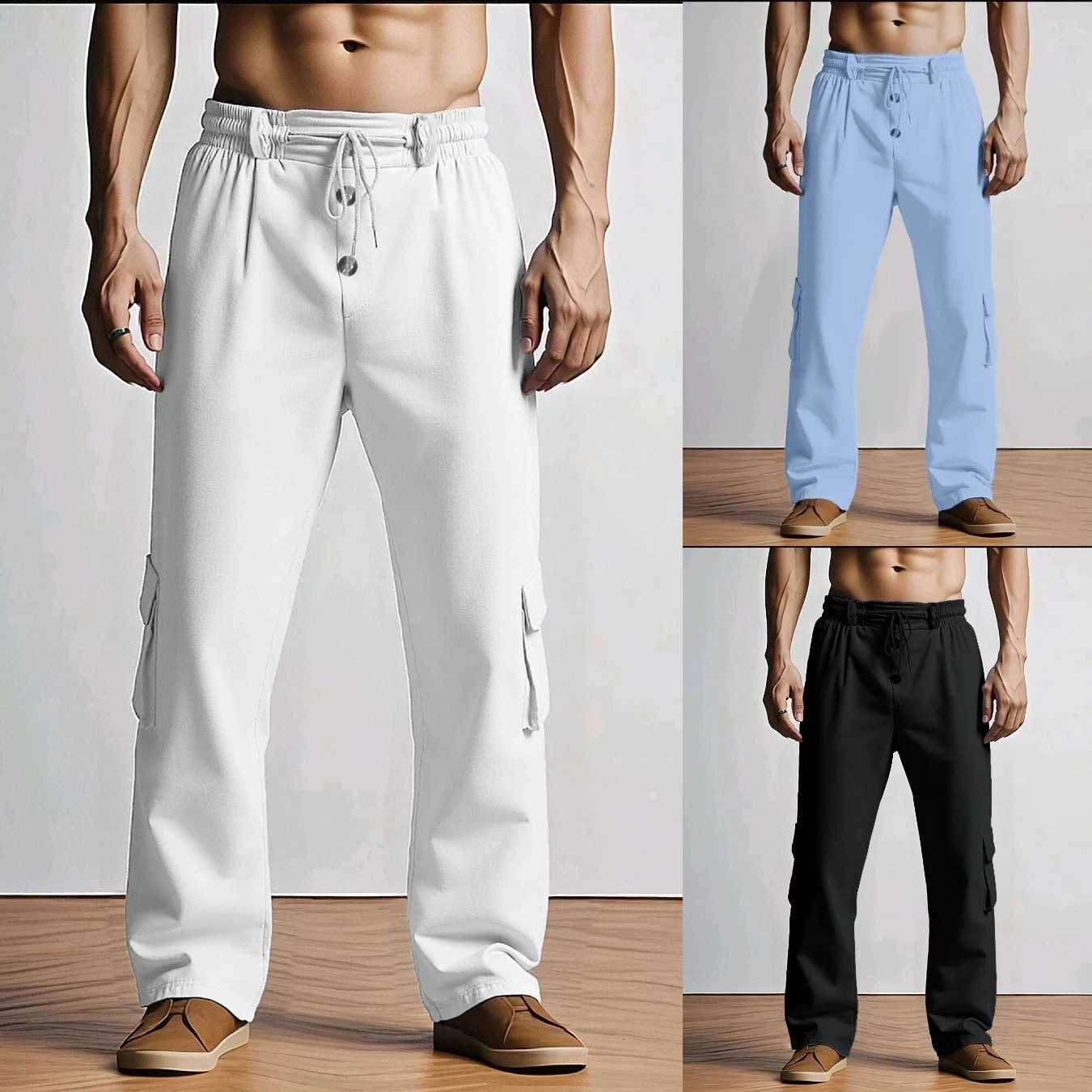 Spring and autumn new mens fashionable work pants multi-pocket solid-colored pants lightweight and breathable casual pants M260328