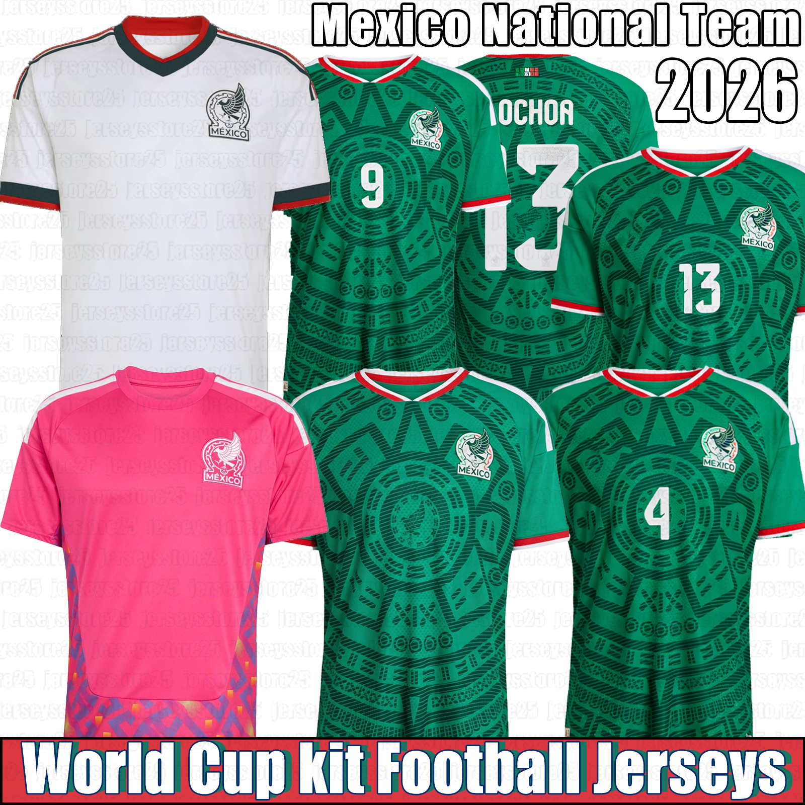 2026 Mexico National Team football Jersey shirt World Cup Kit S.GIMENEZ RAUL A.VEGA E.ALVAREZ C.MONTES G.OCHOA CHICHARITO U.ANTUNA O.PINEDA Soccer Jerseys