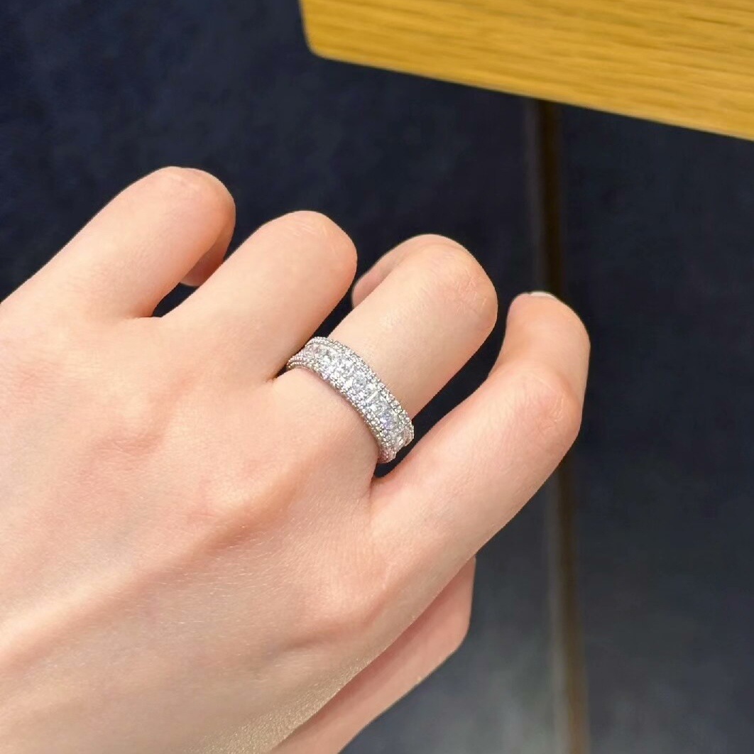 Choucong Vintage Jewelry 18K Black Gold Fill Princess Cut Eternity Ring Two Tone Square Zircon CZ Diamond Band for Men & Women Lover Gift