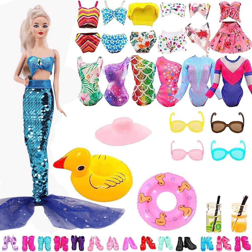 Doll Accessories Fishtail SkirtSwimsuitSwim RingMultiple AccessoriesFor 118inch30CM Doll Beach Accessories Festival Gifts Z260328