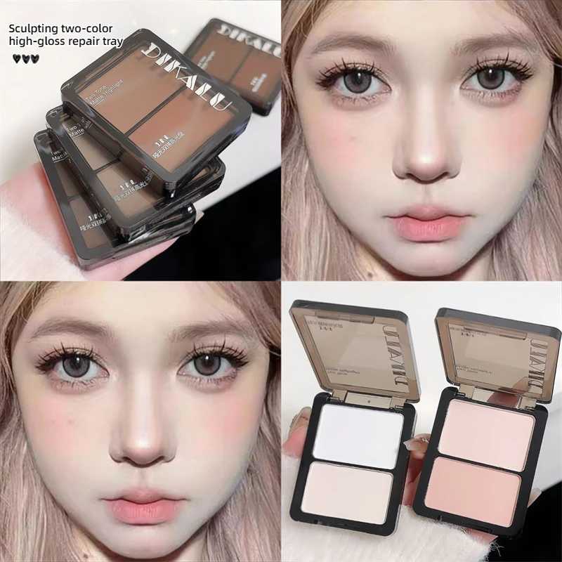 DIKALU Two-Tone High Light Contorting Plate Matte Water Powder To Lighten The Eyes Head and Nose Shadow Anti-perspiration Doub H260328