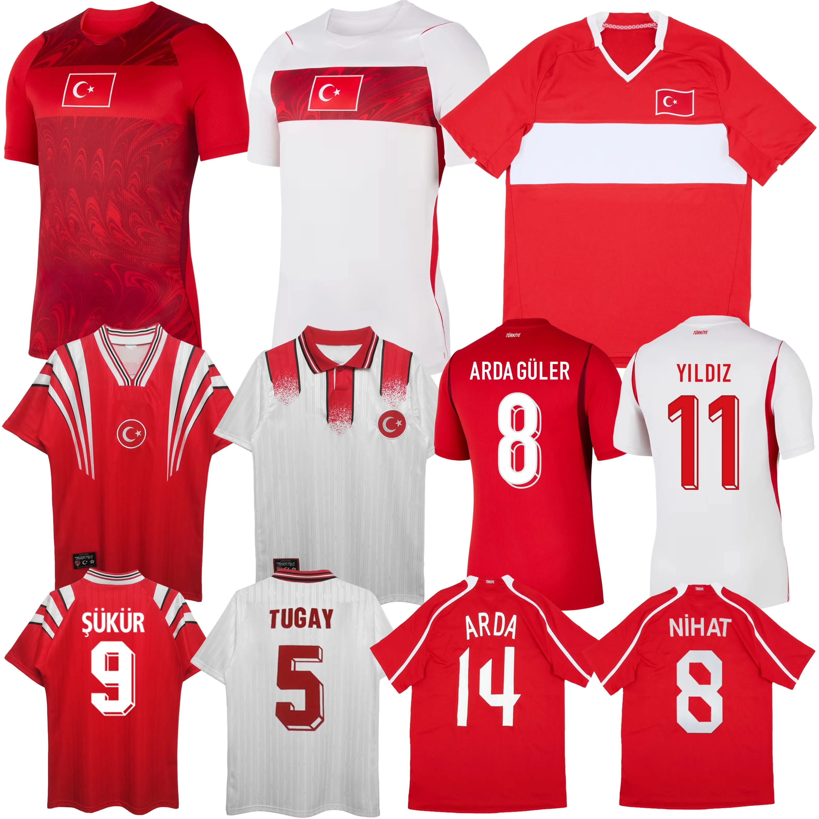 1996 2008 2026 2027 ARDA GULER Turkey soccer jerseys YILDIZ BARIS KADIOGLU Calhanoglu Akturkoglu Hakan Sukur Turkiye ARDA SEMIH NIHAT National team football shirts