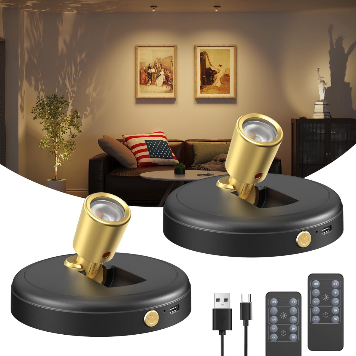 Magnetic Rechargeable RGB Spotlight with Remote Control for Indoor Ambient Lighting