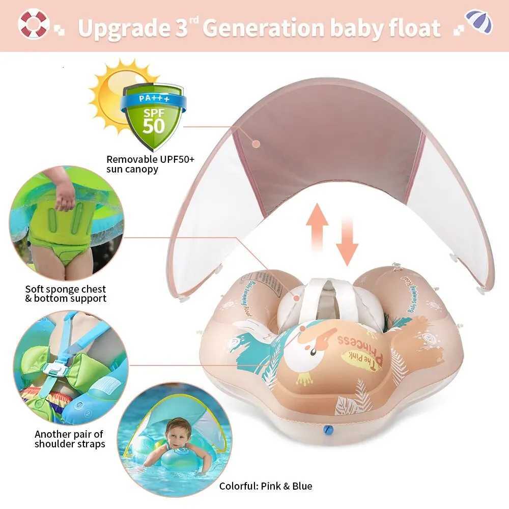 Baby Swimming Float With Canopy Inflatable Infant Ring Kids Pool Accessories Circle Bathing Summer Toys Z260328