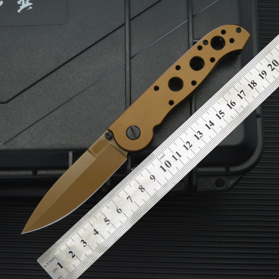 M16 Knife Carson Flipper 3.54" D2 Combo Drop Blade, Desert Tan, Nylon Fiber Handles