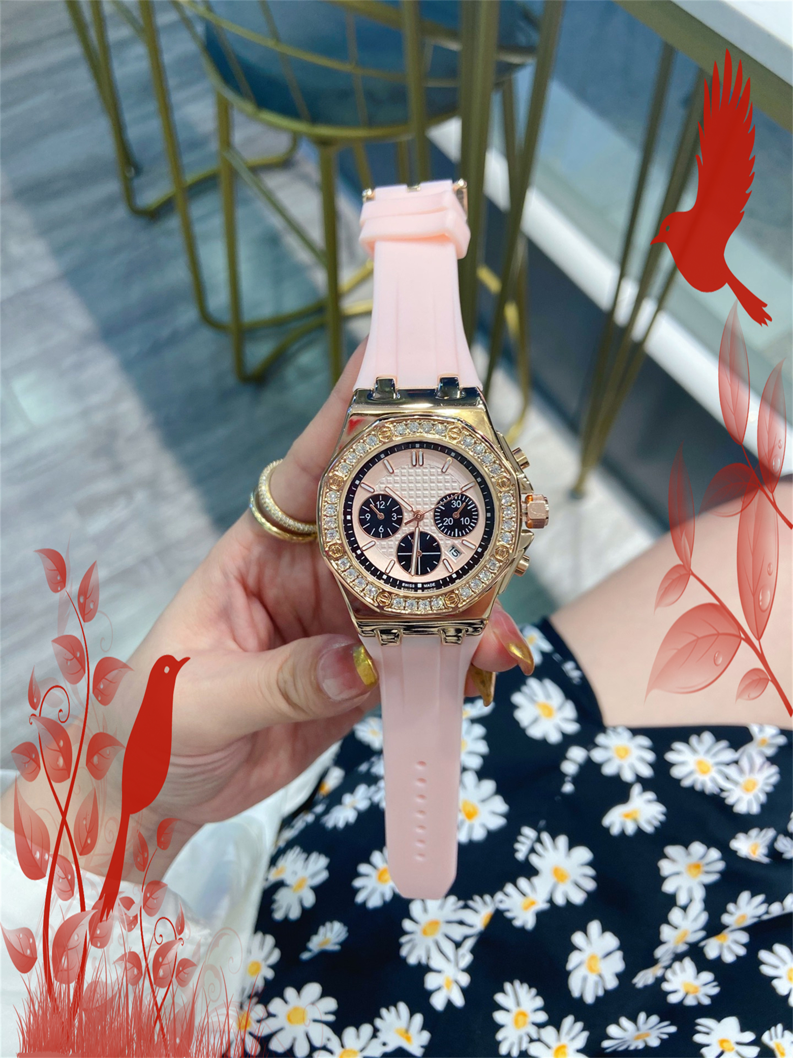 Woens watch designer luxury High quality APity quartz watches oakity hexagon bezel man lady brand wristwatch Fashion Rubber strap Sports WOMEN Wristwatches #533
