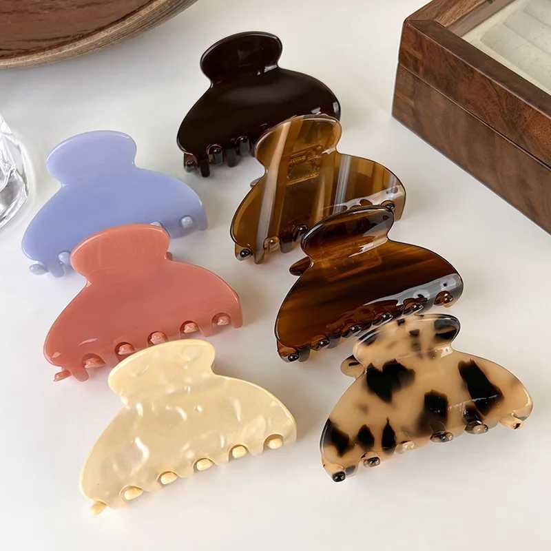 Fashion Acetate Leopard Print Hair Claws Geometric Crab Shape Clamp Styling Hair Clips for Women Girls Solid Hairpins Headdress H260328