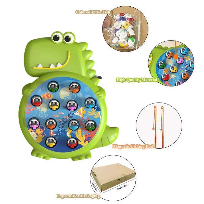 Dinosaur Simple Magnetic Fishing Toys Play Rod Game Toys for Children Baby Montessori with Rod Kids Educational No Rotating Gift Z260328