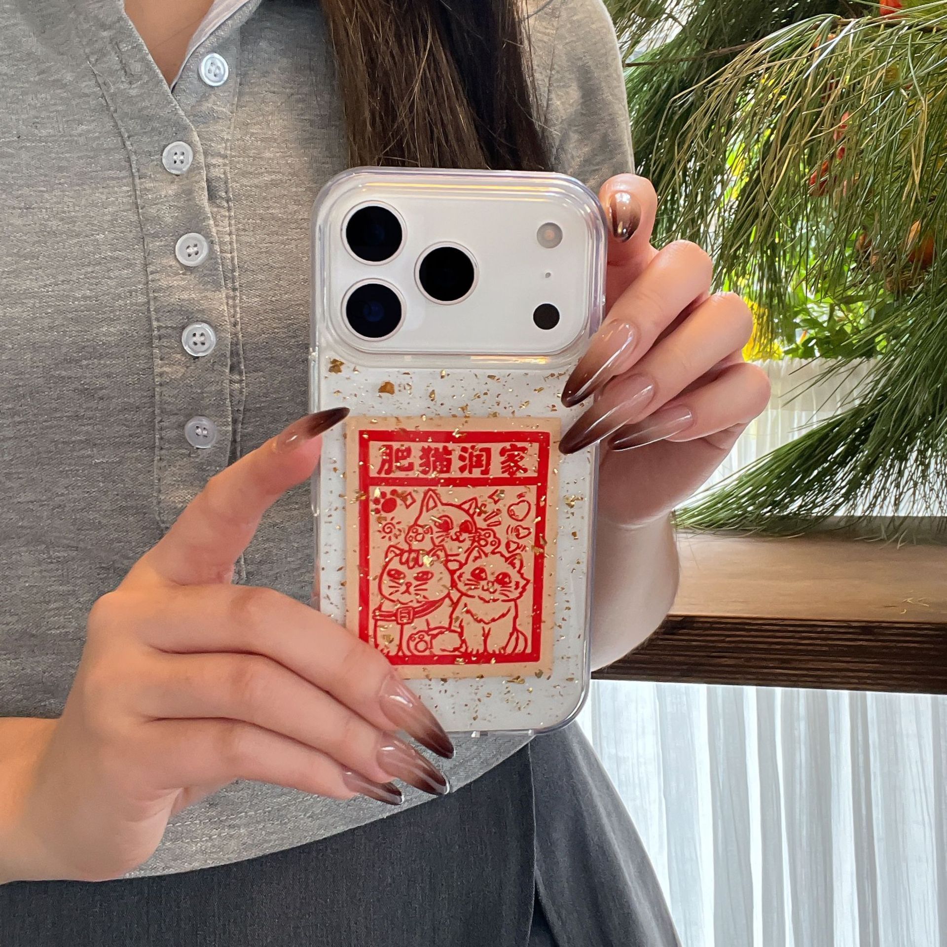 Chinese Style Gold Foil Armor Horse Epoxy Case for iPhone Shockproof Cover