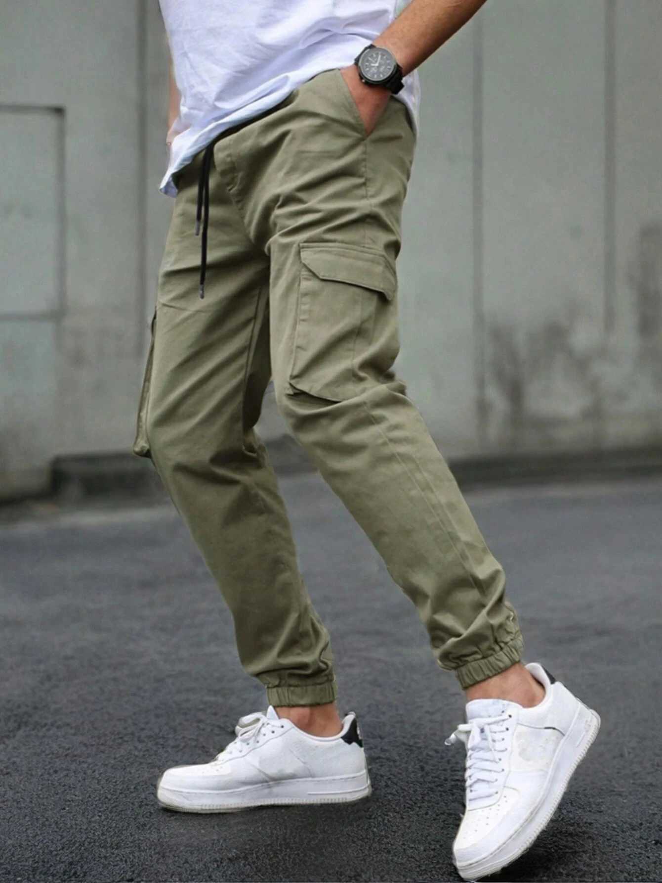 Mens High-Street Loose Straight Leg Workwear Trousers Sporty Casual Jacket Pants Streetwear Fashion Loose Fit Utility Pants M260328