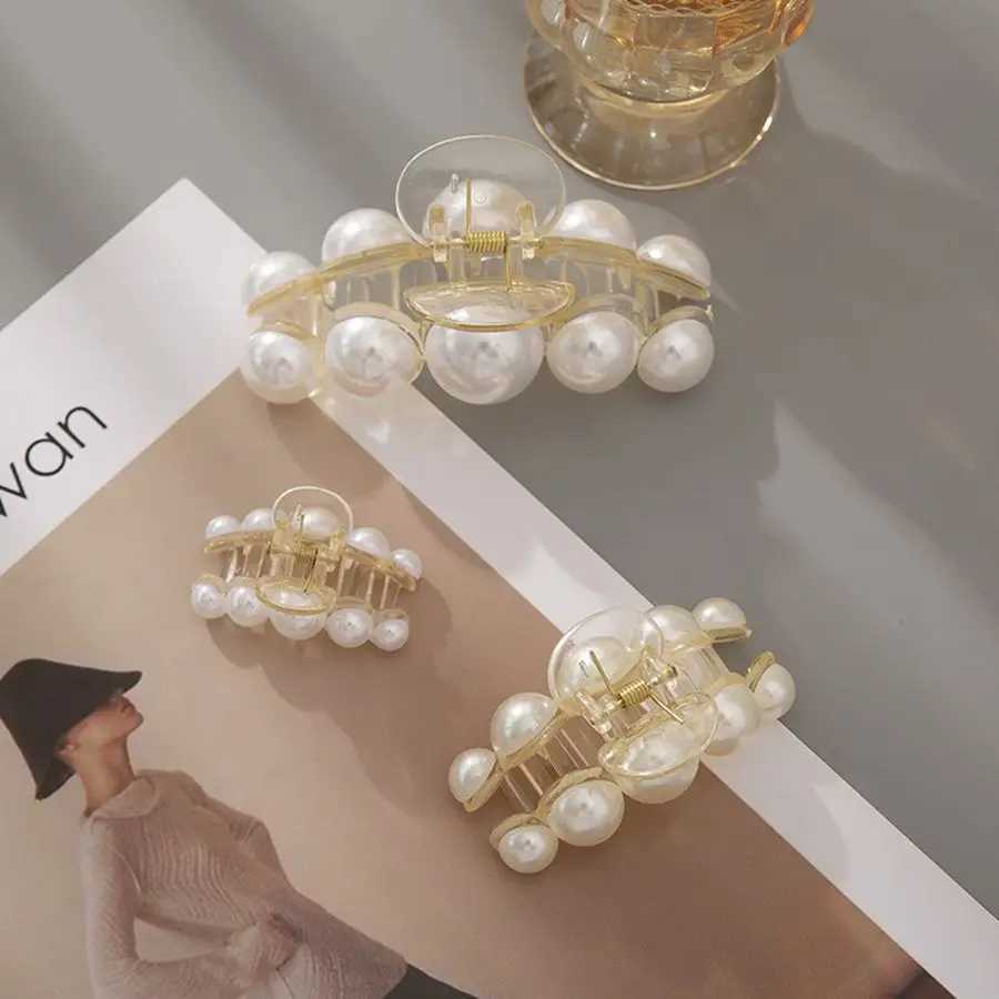Half-Up Hair Metal Small Side Hair Clip Imitation Pearl Texture Elegant Back of the Head Shark Clip Hair Accessory H260328