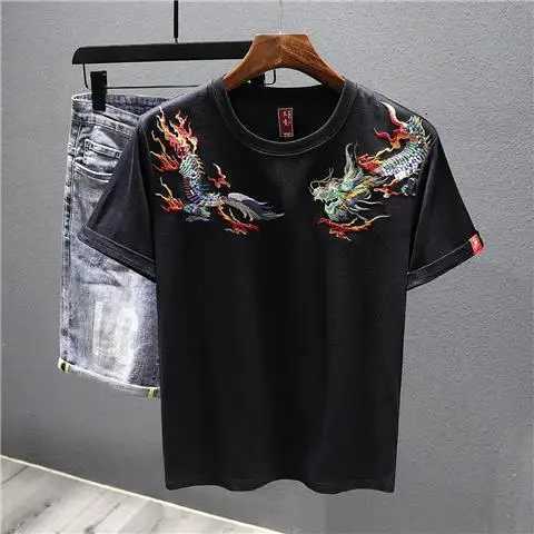 2025 Summer New Embroidered Short-sleeved T-shirt Mens Ethnic Style T-shirt Top C260326