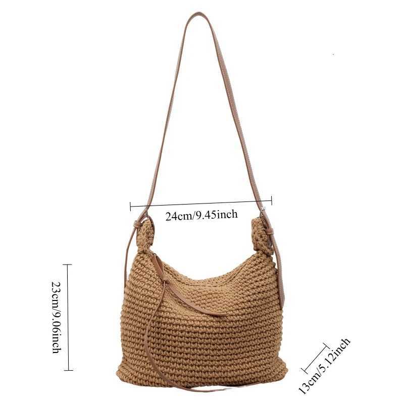 New Large Capacity Straw Crossbody Bags Women Summer Fashionable and Versatile Beach Bag Woven Handbag Casual Shoulder Bag C260327