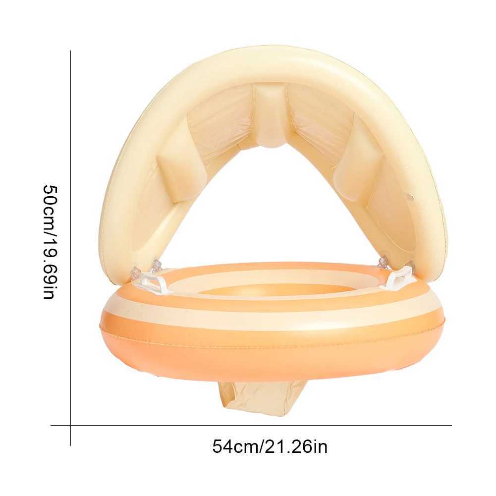 Baby Swimming Ring Inflatable Swim Ring with Detachable Sunshade Kids Seat Ring Leakproof Baby Pool for Kids Toddlers Z260328
