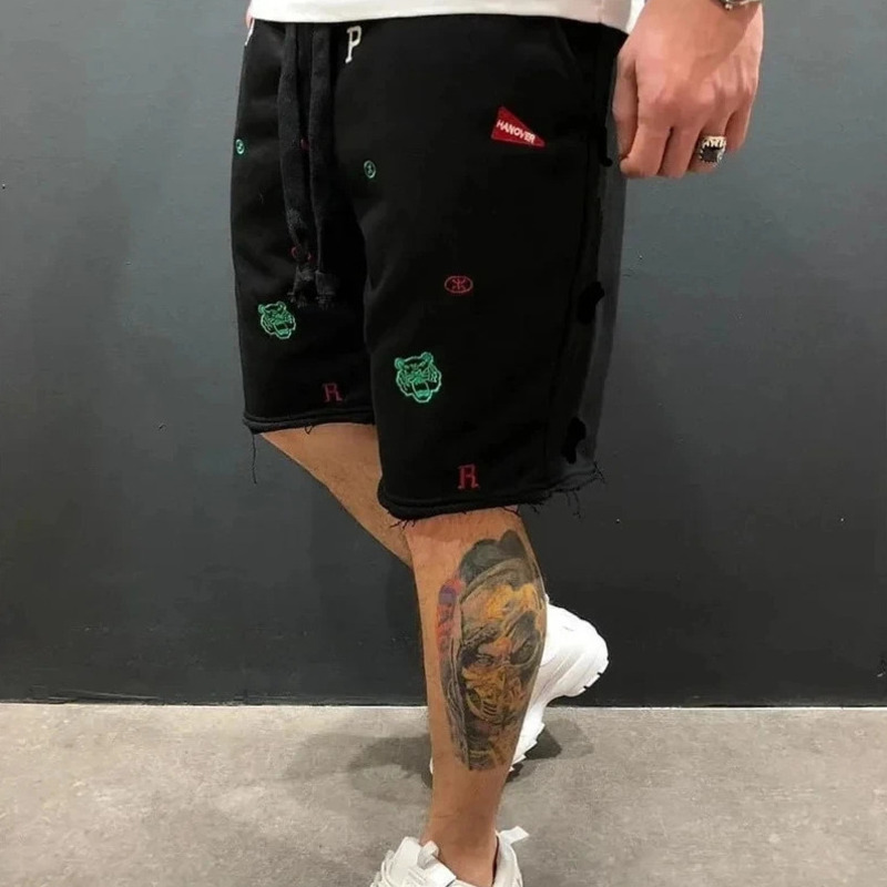 Men's Shorts Summer Shorts Relaxed Fit Cotton Breeches Bermuda Sports Shorts with Embroidery Lightweight for Daily Use Men's Clothing free s
