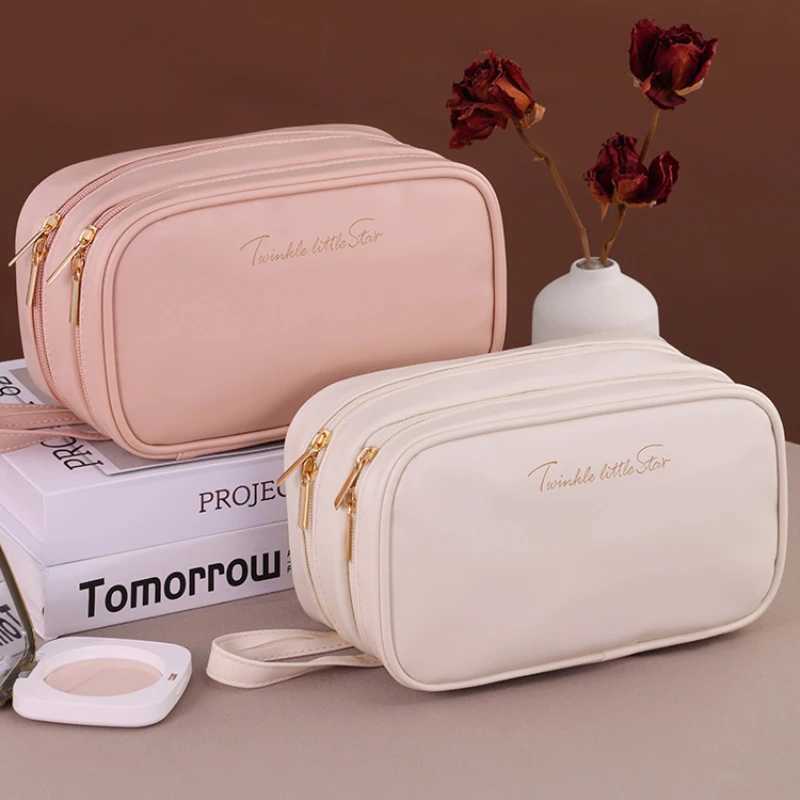 New Double Layer Cosmetic Bag Ladies Pencil Case Portable Large Capacity makeup bag Travel Essentials Cosmetics Organizer D260328