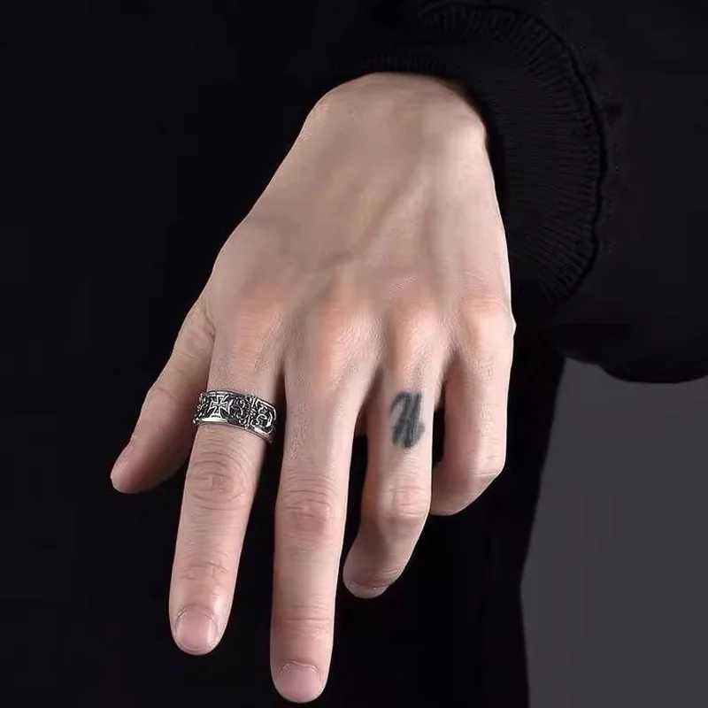 Bague Homme Rings Cross Figure Para Hombres Jewelry Vintage Y2k Anel Punk Gothic Couple Ring Adjustable Nuevo En Anill H260328