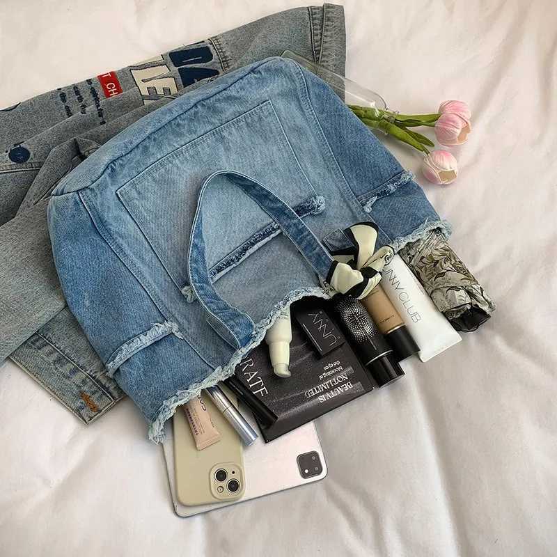 Denim Designer Bags Large Capacity Multifunctional Shoulder Bag Commuting High Quality Women Luxury Handbag Fashion Droshipping C260327