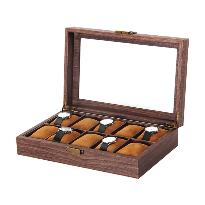 Wooden 2/3/6/10/12 Grids Watch Box Watch Organizers Wood Holder Boxes for Men Women Watches Jewelry Display 260327