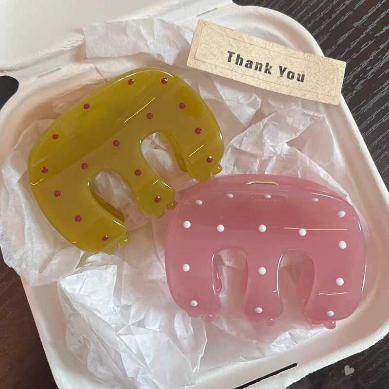 New Style Polka Dot Hair Claw M-Shaped Classic Claw Clips Elegant Hairpin Shark Clips Hair Accessories for Women Girls H260328