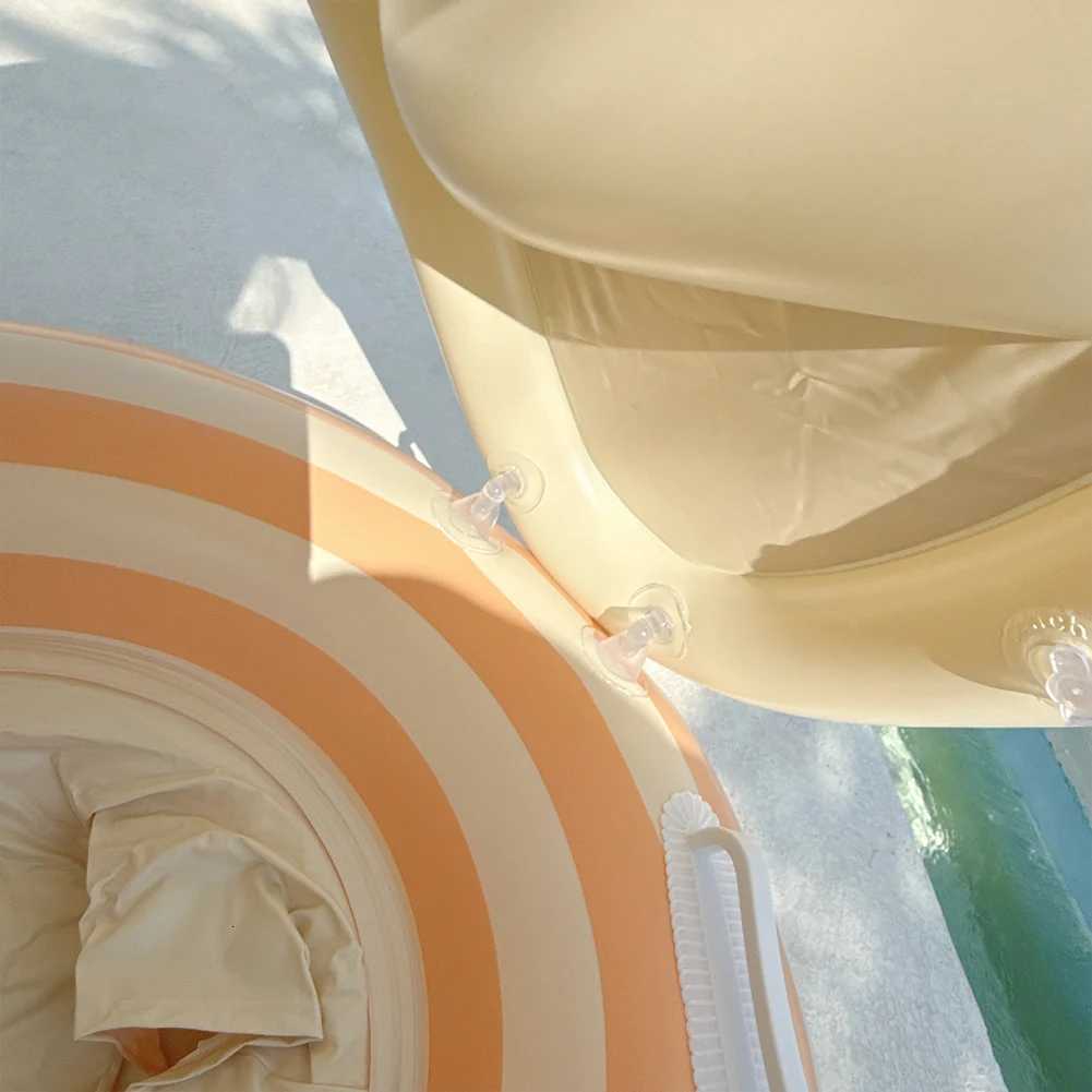 Baby Swimming Ring Inflatable Swim Ring with Detachable Sunshade Kids Seat Ring Leakproof Baby Pool for Kids Toddlers Z260328