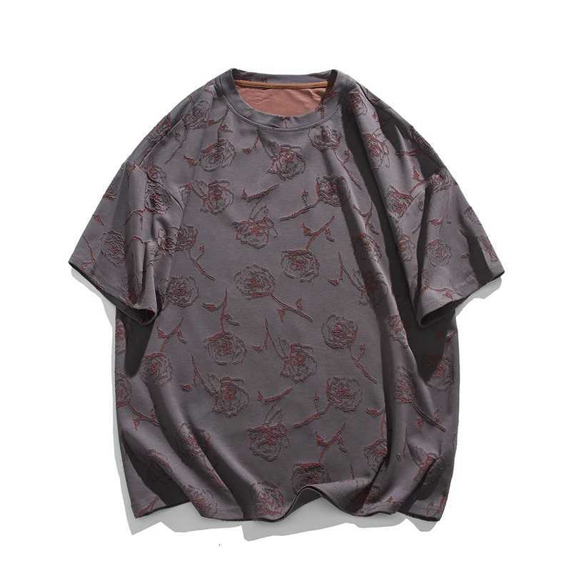 Men Loose Fit Cotton T Shirt Round Neck Breathable Rose Flower Print Tee Summer Casual Streetwear Soft Comfortable Trendy 2024 C260326