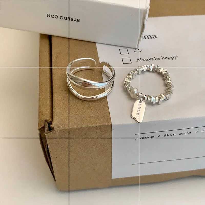 BF CLUB 925 Sterling Rings for Women Simple Geometric Handmade Irregular Vintage Double Layered Ring Allergy For Birthday Gift H260328