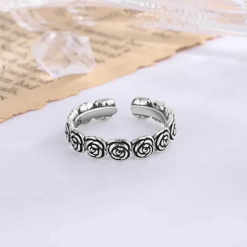 Retro Simple Rose 925 Sterling Silver Fashion Personality Flower Sweet Popular Opening Rings TYB162 H260328