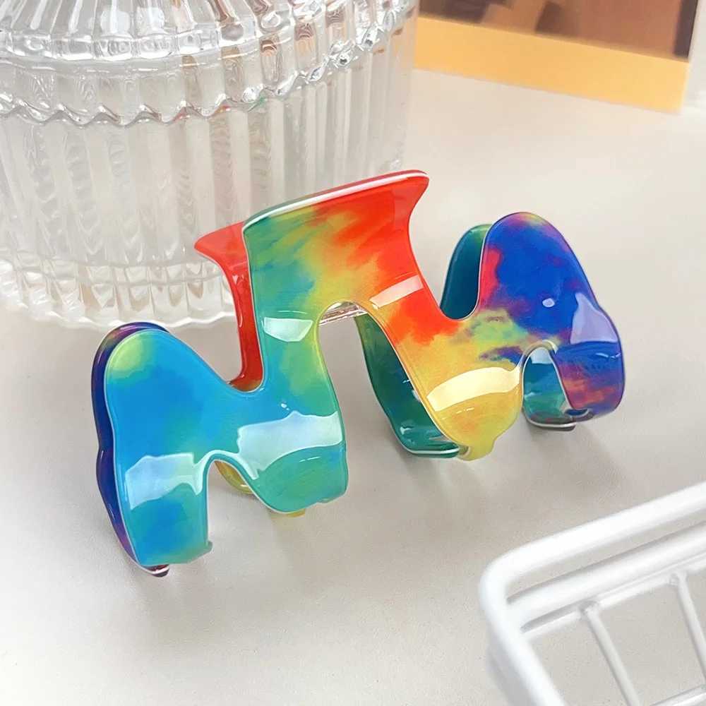 1pc Dopamine Rainbow Grip M-shaped Colorful Fresh Hair Clip with Advanced Hairpin Shark Clip Medium Hair Accessories H260328