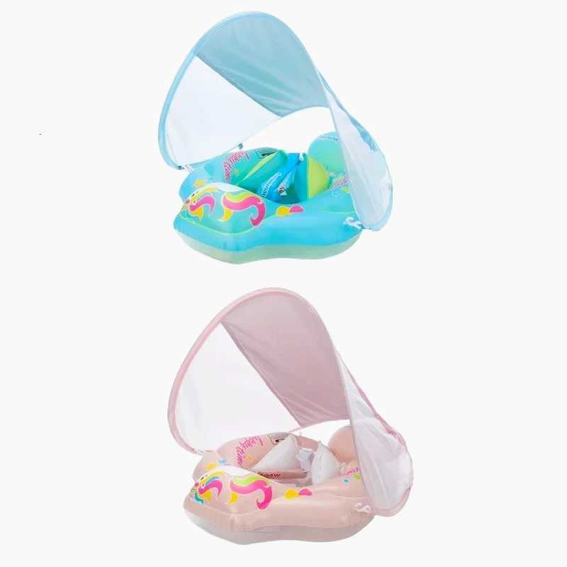 Baby Swimming Pool Float With Canopy Inflatable Infant Floating Ring Kids Swim Circle Bathing Summer Toys Z260328