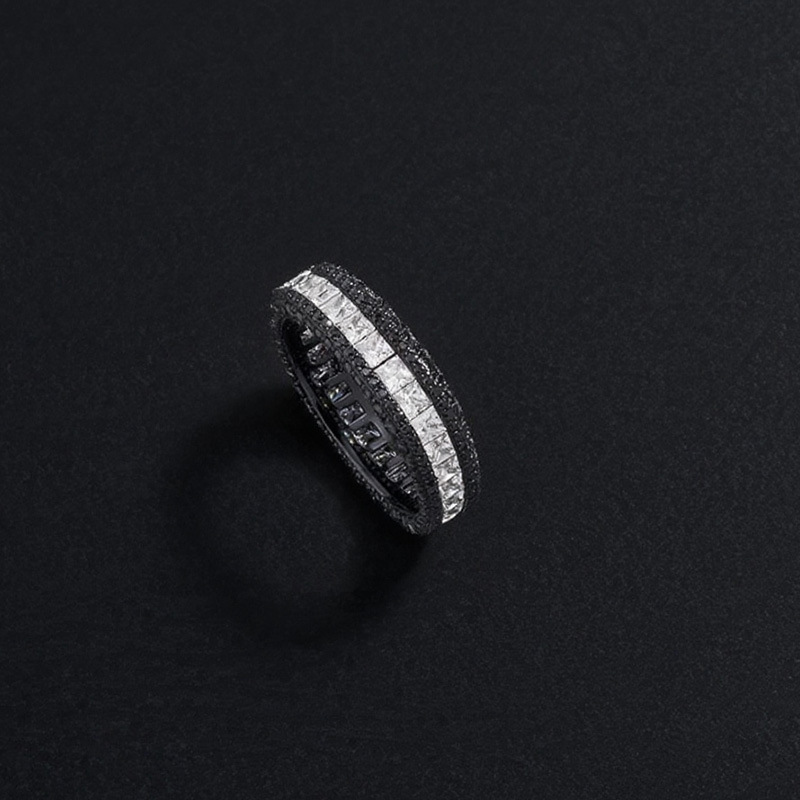 Choucong Vintage Jewelry 18K Black Gold Fill Princess Cut Eternity Ring Two Tone Square Zircon CZ Diamond Band for Men & Women Lover Gift
