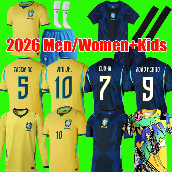 2026 brazils soccer jerseys 26 27 RICHARLISON CUNHA ESTEVAO Camiseta RAPHINHA PAQUETA VINI JR RODRYGO Brasil football kits soccer shirt men women kids sets uniforms
