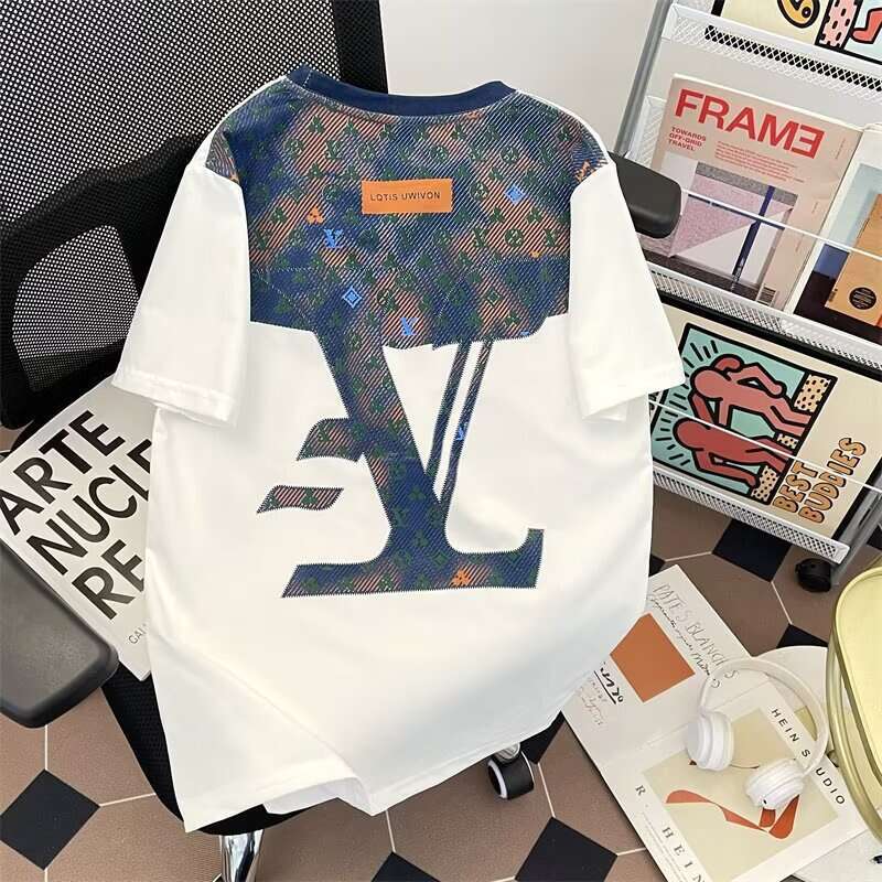 Men's Light Luxury Design Round Neck Short Sleeve T-Shirt Top Versatile Niche Hong Kong Style Loose Brand Trendy Cool K