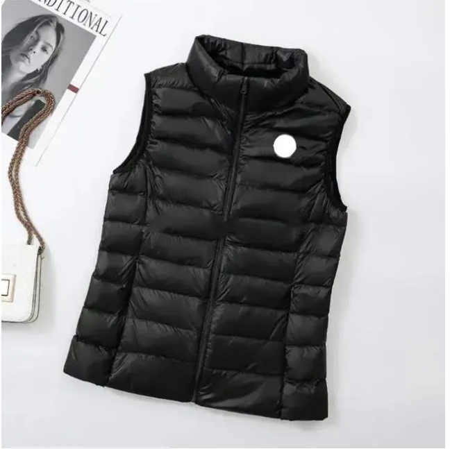 Stand Collar Chest Badge Women Down Vest Lightweight woman gilet Fashion warm bodywarmer
