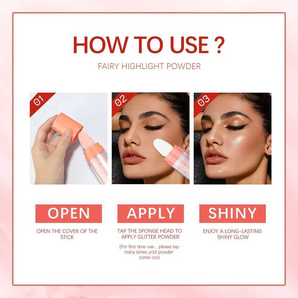 3Color Shiny Fairy Powder Highlighter Shimmer Makeup Contour for Face Body Hair Pink Gold Bronze Iluminador Maquillaje 1 Piece H260328