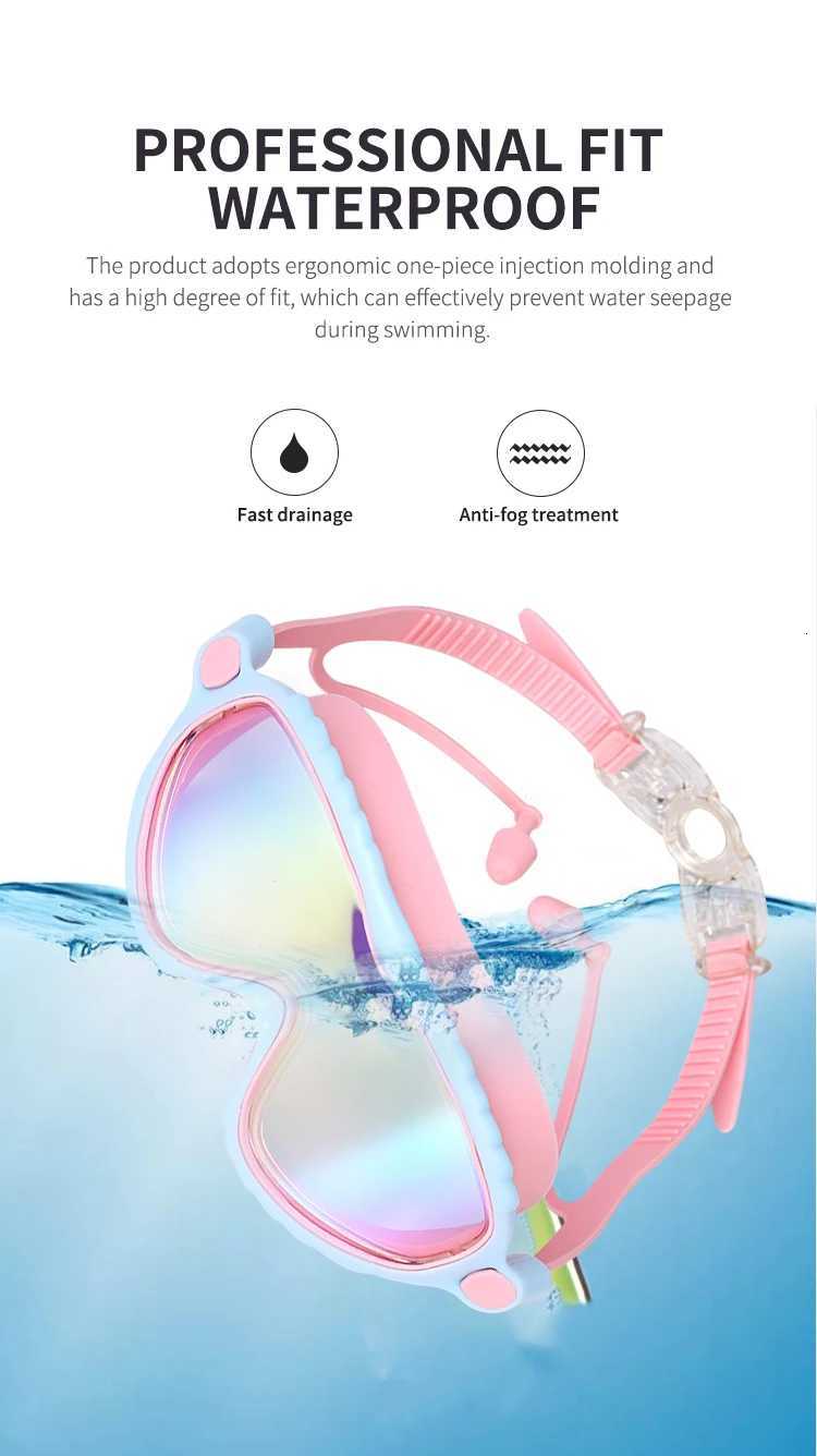 Kids Swimming Goggles for Boys Girls 3-15 Years - Big Frame HD View Anti-Fog No-Leak Comfortable Silicone Swim Goggles Z260328