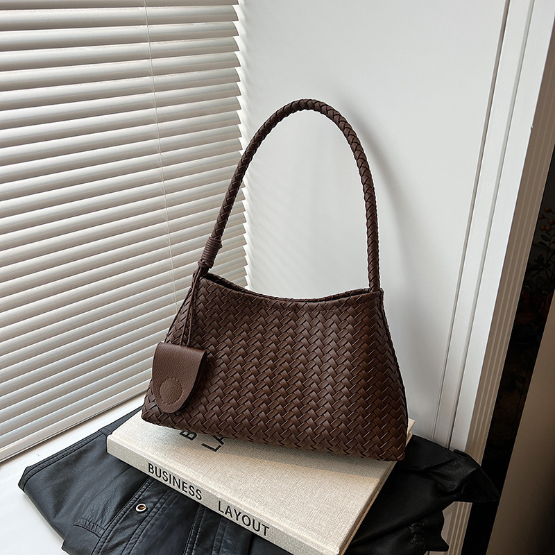 Handheld Woven for Women New Trendy Fashion Niche Underarm Simple Single Shoulder Bucket Mother Bag