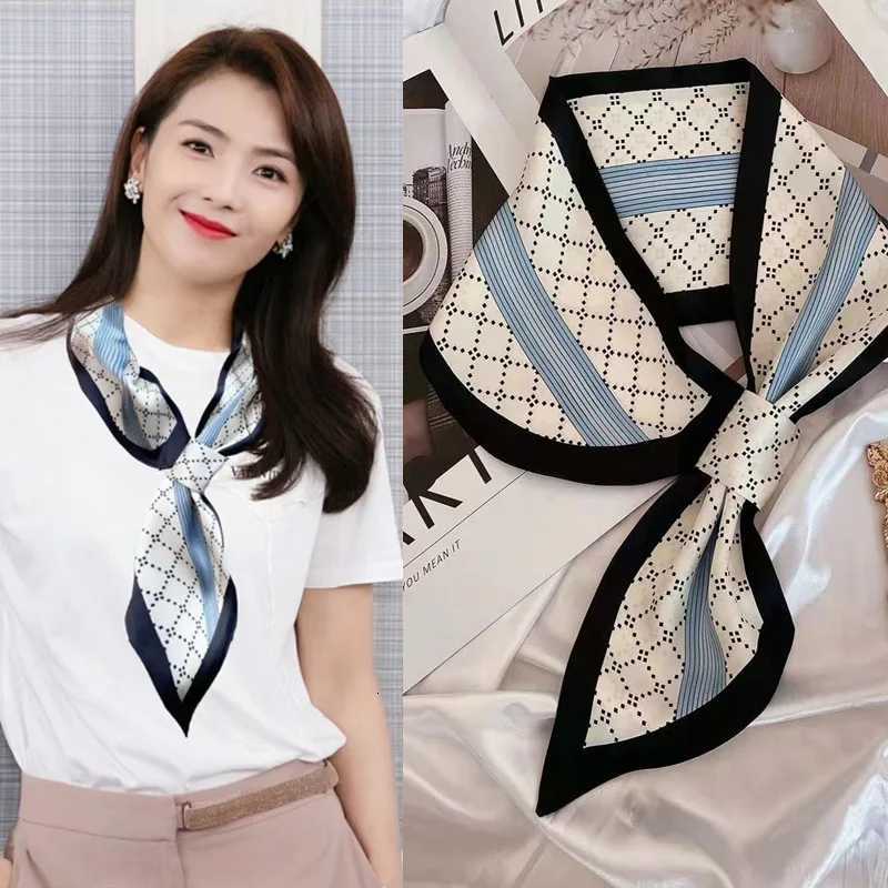 Luxury Summer Wear Silk Scarf Wen Striped Print Neckerchief Wrist Towel Korean Style Tea Bag Ladies Neck Scarf Sun Protection X260328