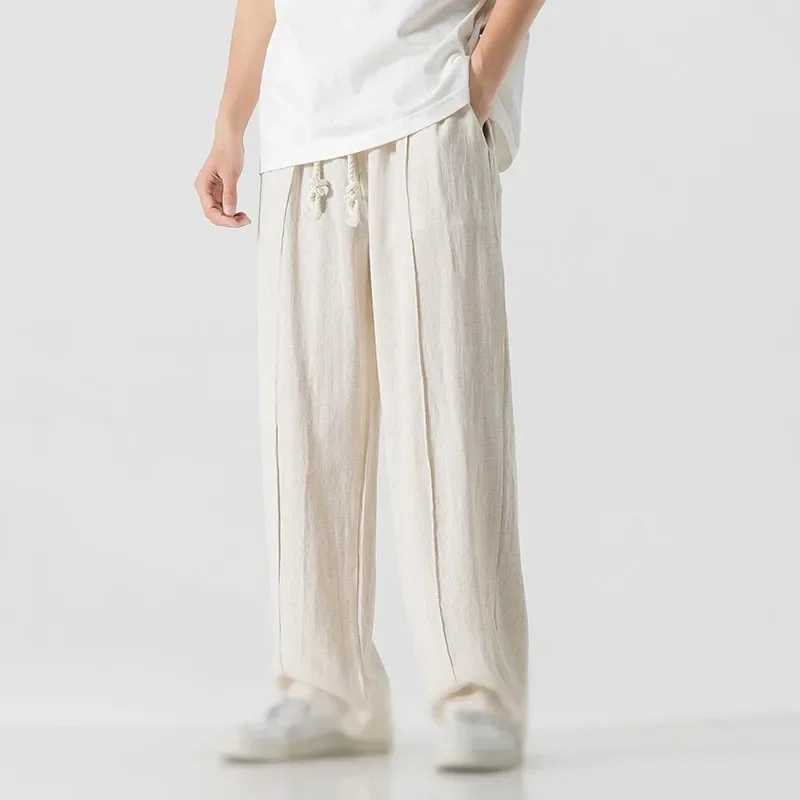 White Solid Mens Wide Leg Casual Pants Fashion Japanese Style Man Trousers Baggy Large Size Male Pants Clothing M260328