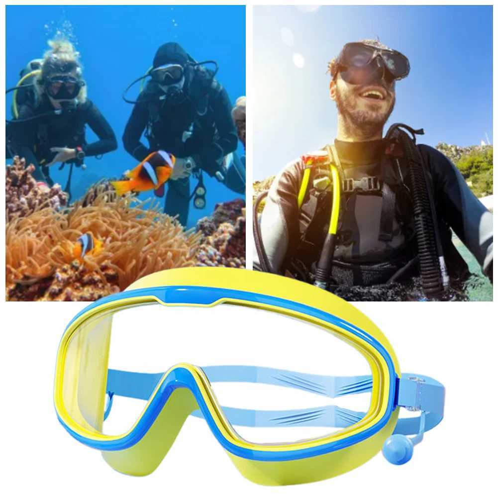 Kids Swim Goggles HD Swim Glasses with Earplugs UV Protection Swimming Goggles Large Frame Swim Sports Eyewear for Boys Girls Z260328