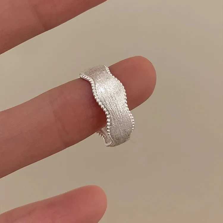 VENTFILLE 925 Sterling Silver Frosting Geometry Ring for Women Texture Irregular Bead Adjustable Jewelry Gift Dropshipping H260328