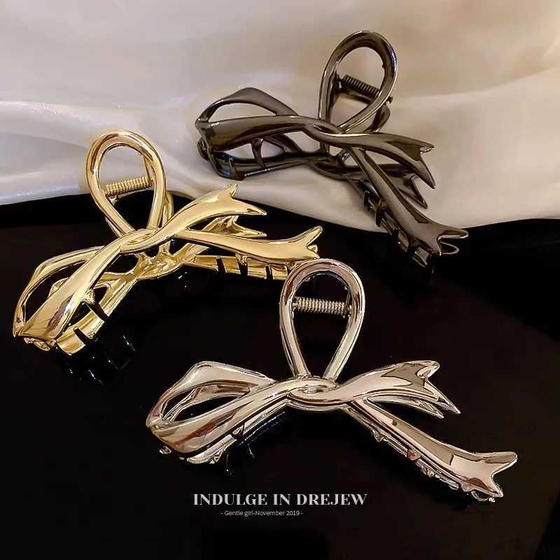 Metal Hair Clip Fashion Barrettes Korean Geometric Black Bow knot Hair Claw for Women Thick Thin Accessories Bath Crab Clamp H260328