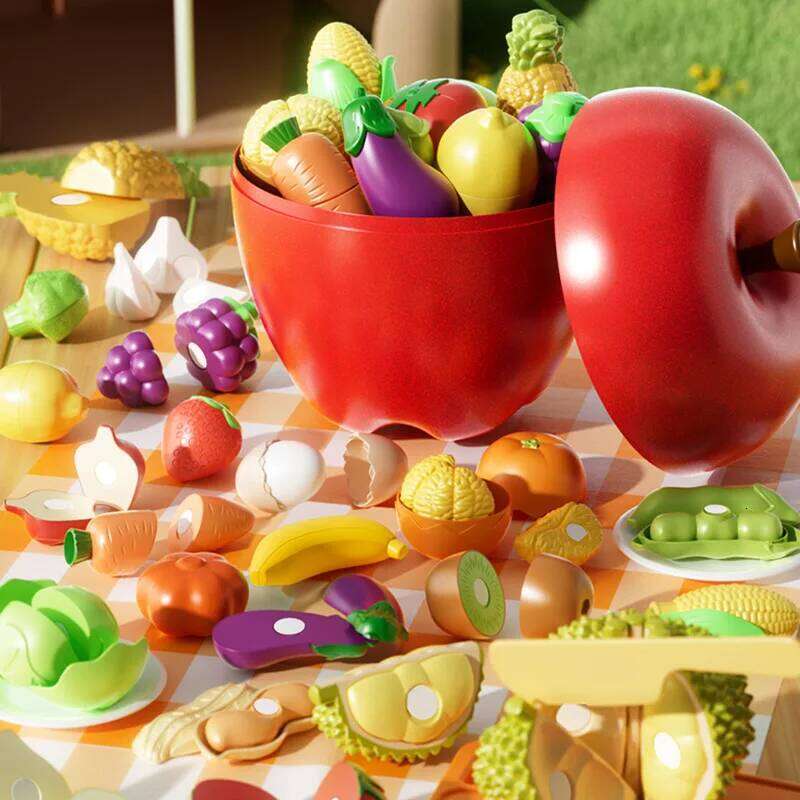 Children Food Simulation Kitchen Durian Fruit Cutting Vegetable Set Pretend Toy Educational Kids Role Play 3 Year Gifts
