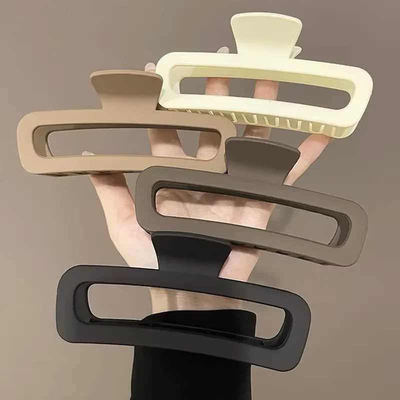 13cm Simple Frosted Large Rectangular Hair Clip for Women Elegant Temperament Shark Clip Fashionable Girl Hair Clamp H260328