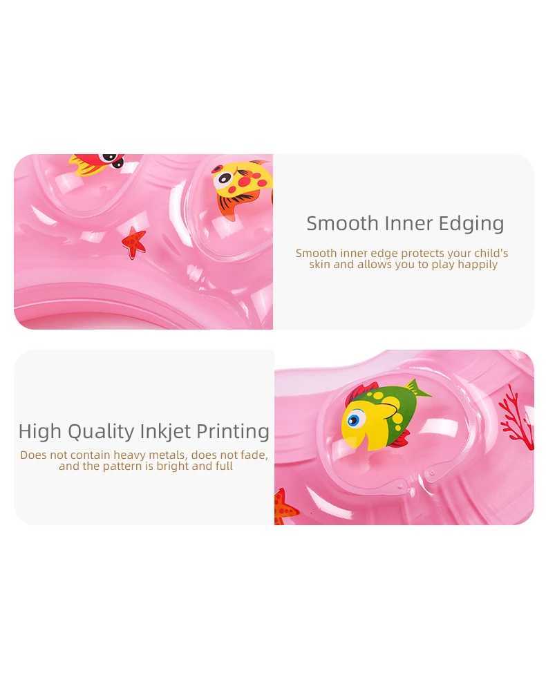 Cute Bee Print Inflatable Swimming Ring Cartoon Pattern Swim Tube Summer Beach Pool Float for Adult Kids Z260328