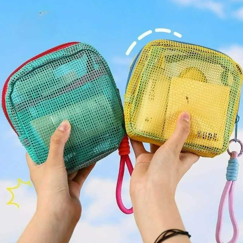 2025 Korean Lightweight Mesh Cosmetic Bag Portable Square Cosmetic Storage Bag with Zipper Multi-purpose Sundries Storage Bag D260328