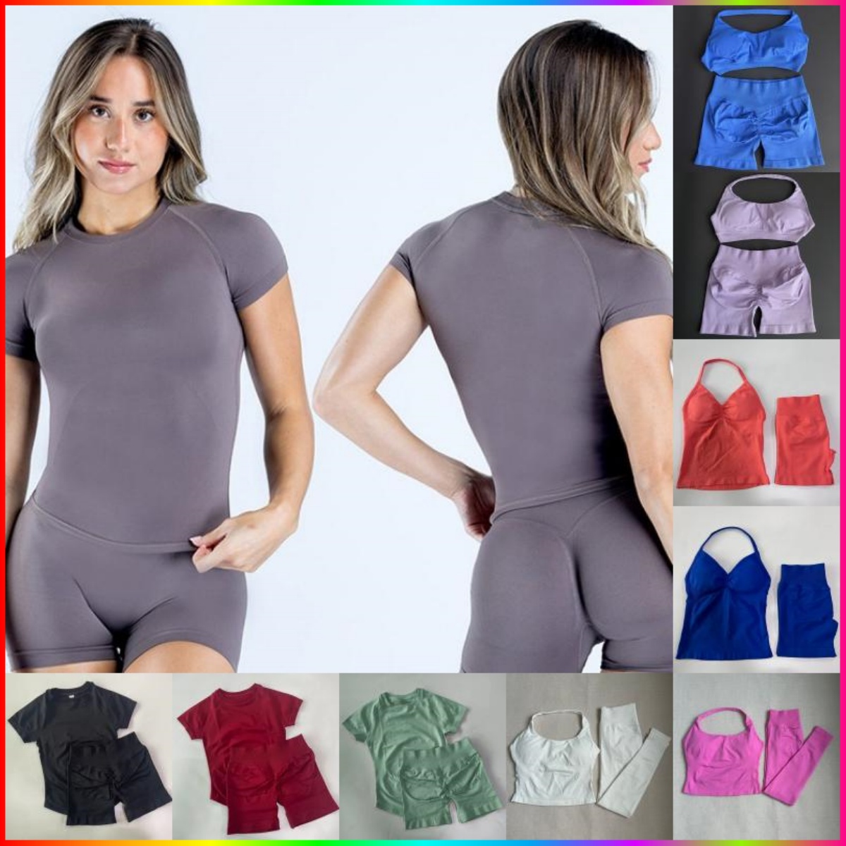 Dfynely 2 Piece Yoga Sports Bra High Waist Workout Scrunch Shorts lmpact Gym Set Women Strappy Sports Suit Fitness Clothes Seamless Yoga Set Backless TopsOutft