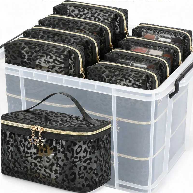 Women Mesh Cosmetic Bag Travel Storage Makeup Bag Organizer Female Make Up Pouch Portable Small Large Toiletry Beauty Case D260328