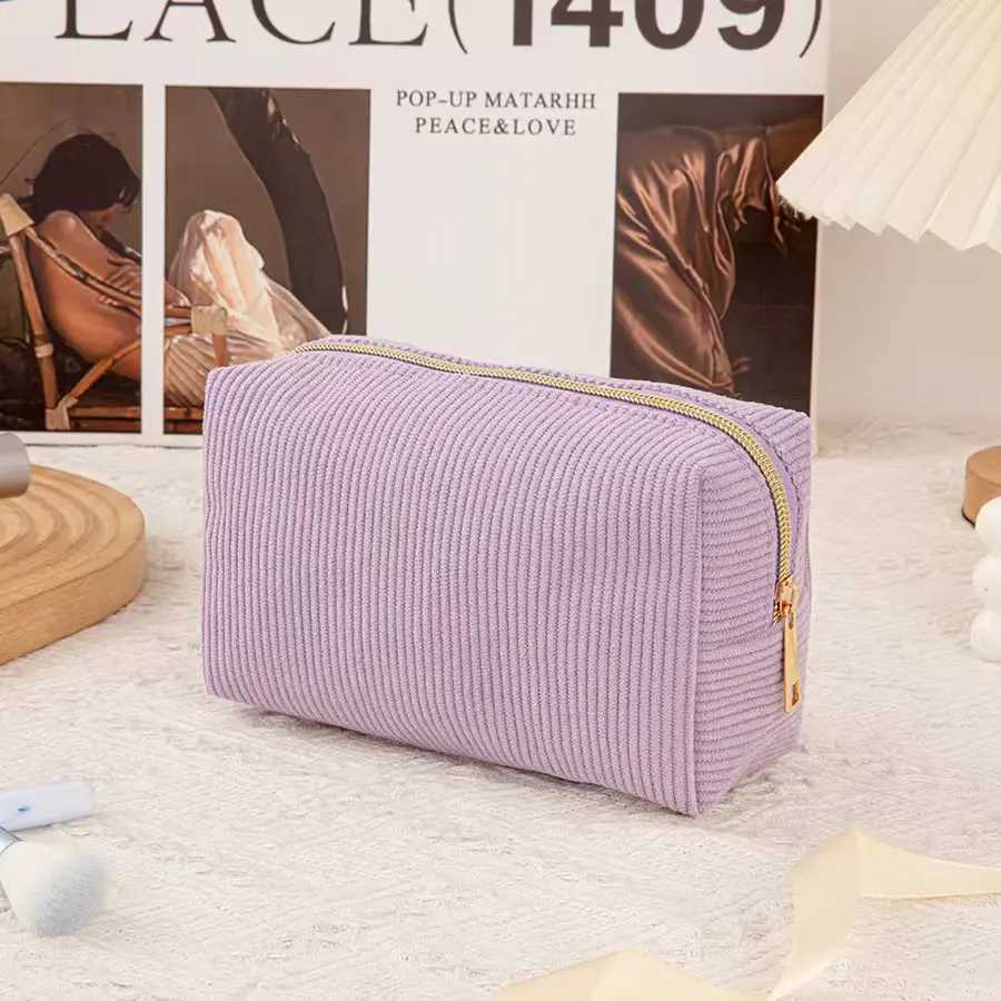 New Simple Girl Corduroy Cosmetic Bag Large Capacity Portable Toilet Bag Travel Business Travel Storage Bag D260328